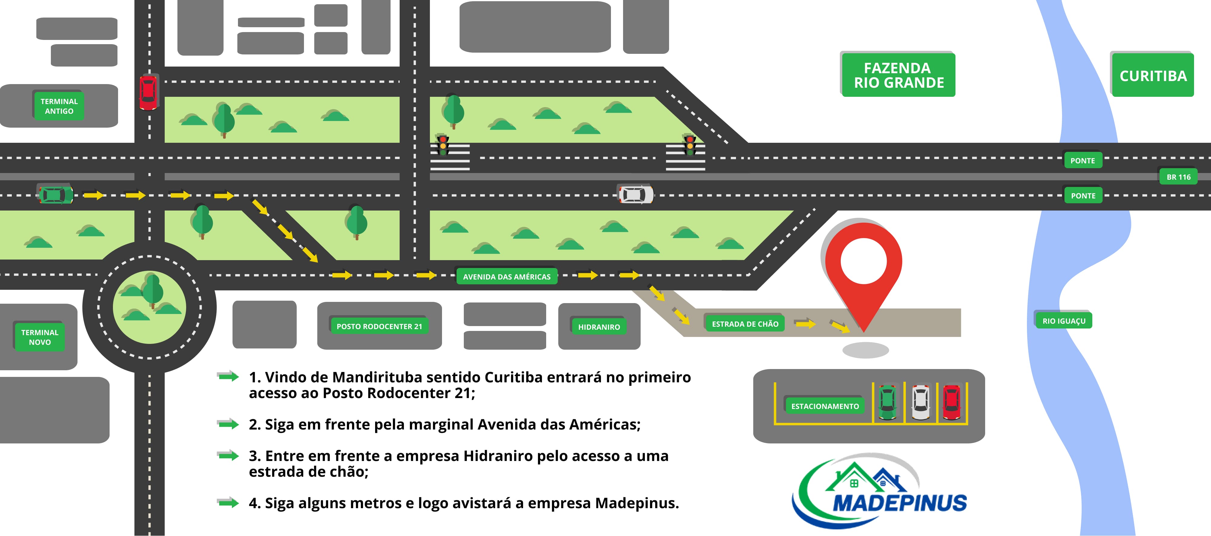Mapa madepinus sentido Curitiba