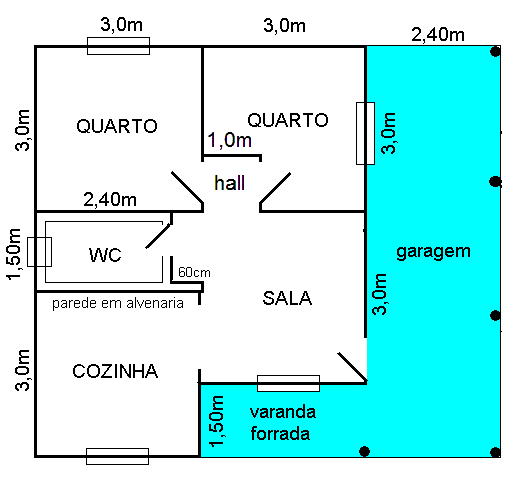 Modelo hall 2 Quartos Planta Baixa Madepinus